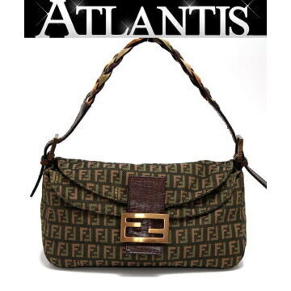 FENDI Mamma Bucket Zucchino Shoulder Bag Braided Handles Brown Canvas GG